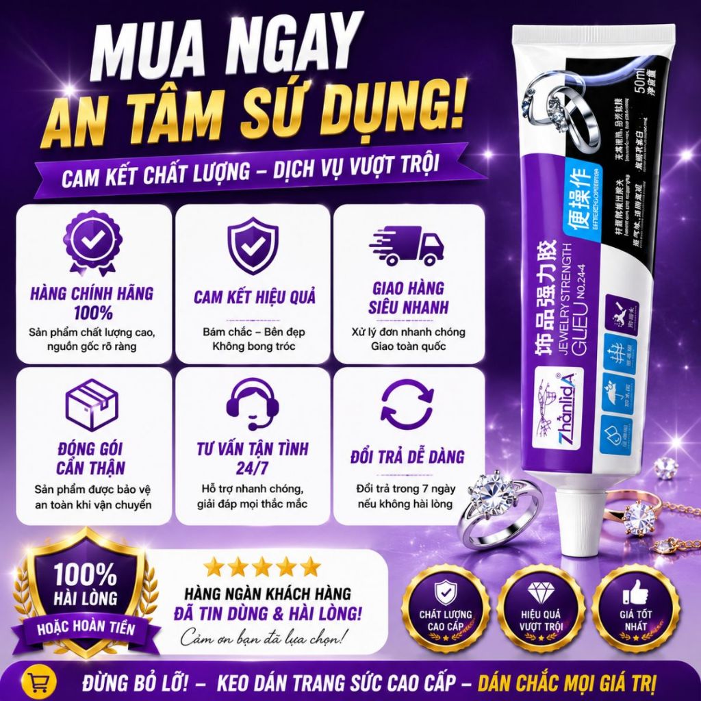 Keo dán trang sức Zhanlida keo dán đá dán phụ kiện handmade siêu chắc 50ml