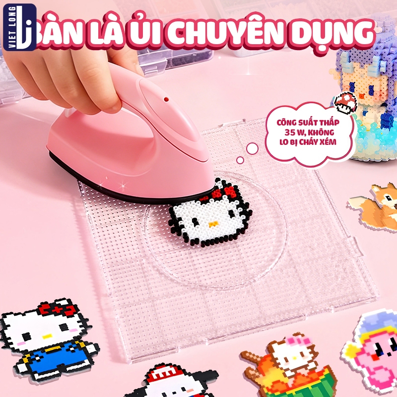 Hạt Xếp Set Diy Bé Gái, Quà Tặng Hạt 2.6Mm Đẹp Mắt, Combo Dụng Cụ + Bàn Ủi, Đồ Chơi Rèn Luyện Tư Duy Cho Bé Gái Thông Mi