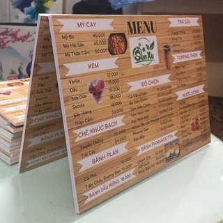 MENU Quán Ăn , Nước uống chất liệu fomex dày 5mm  khổ A4 A3  , thiết kế miễn phí