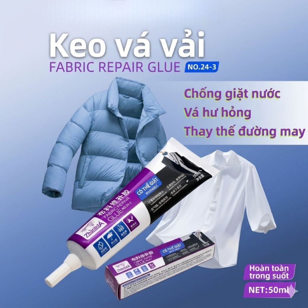 Keo dán siêu dính vá vải quần áo giấy đồ handmade dán nhanh bền chắc giặt không bong 50ml