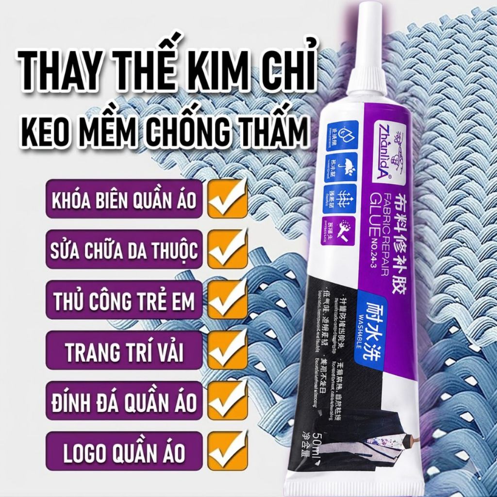 Keo dán siêu dính vá vải quần áo giấy đồ handmade dán nhanh bền chắc giặt không bong 50ml