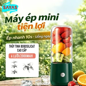 Máy Xay Sinh Tố 380ML Máy Xay Sinh Tố Cầm Tay Máy Ép Trái Cây 6 Lưỡi Sử Dụng Pin Sạc 2000mah