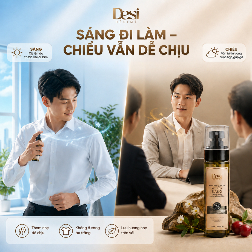 Nước Hoa Quần Áo Desi Từ Pháp 100ml, Xịt Thơm Khử Mùi Quần Áo Lưu Hương Lâu, Không Nồng Hợp Xịt Đi Làm