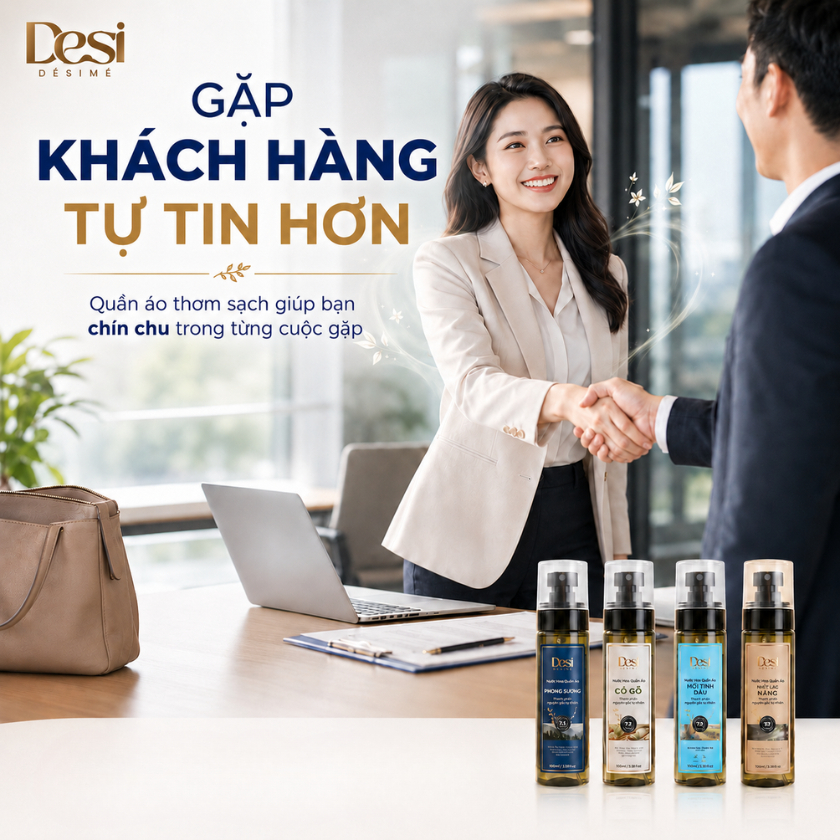 Nước Hoa Quần Áo Desi Từ Pháp 100ml, Xịt Thơm Khử Mùi Quần Áo Lưu Hương Lâu, Không Nồng Hợp Xịt Đi Làm