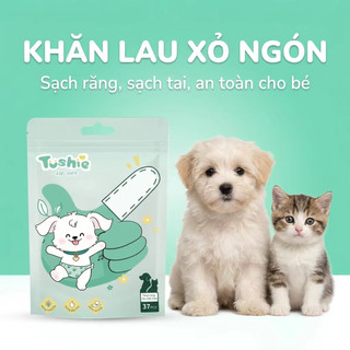 Tushie Treats - Găng Tay Tắm Khô & Khăn Lau Xỏ Ngón Vệ Sinh Cho Chó Mèo, Làm Sạch Toàn Thân, Tai, Mắt Tiện Lợi An Toàn