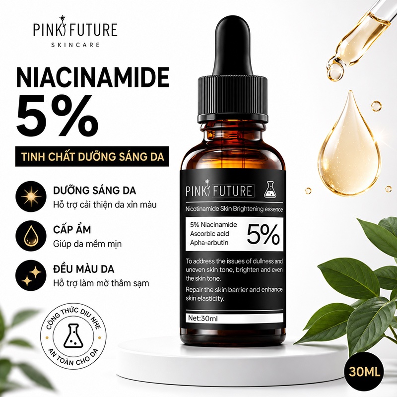 Tinh Chất Niacinamide 5% PINK FUTURE Dưỡng Sáng Da Làm Đều Màu Da Cấp Ẩm Hỗ Trợ Mờ Thâm 30ml