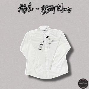 ⚡️[Hight Quality] Áo Sơ Mi Trắng Dài Tay Nam Pra Shirts - Điểm Nhấn Chữ Phối Dọc Cao Cấp Đơn Giản