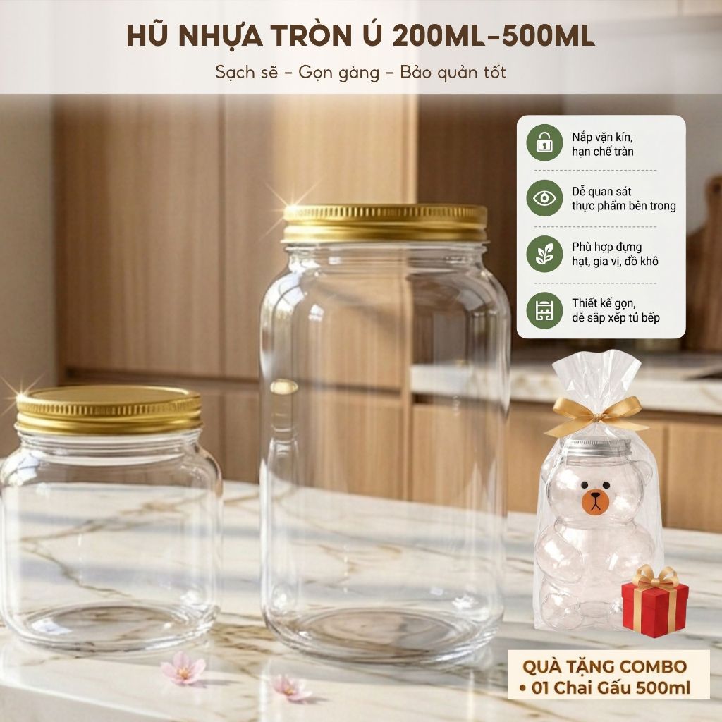 Combo 25 Chai Nhựa  210ml–650ml  – Chai Đựng Nước Ép, Trà Sữa, Detox, Đồ Ăn Khô, nhữa PET Tròn Ú Phi 55