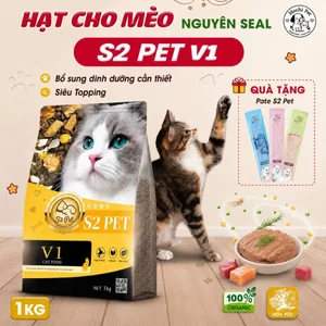 Hạt Cho Mèo S2PET V1 V2 V3 - Thức Ăn Mèo Đạm 32%, Topping Thịt Sấy, Hỗ Trợ Tiêu Hóa & Tiết Niệu