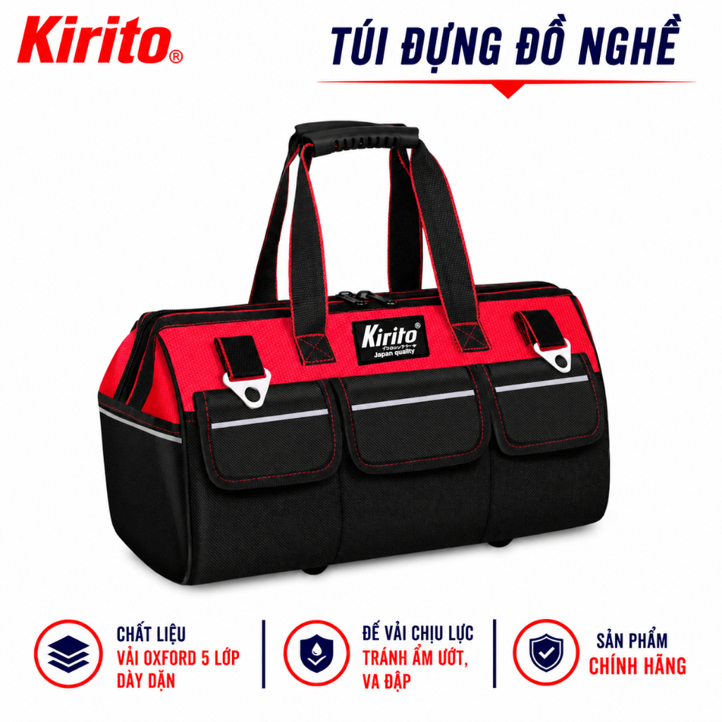 KIRITO Túi Đựng Đồ Nghề 20 Inch Đế Vải Chịu Lực - Vải Oxford 600D 5 Lớp Chống Thấm, 16 Ngăn Chứa Đồ