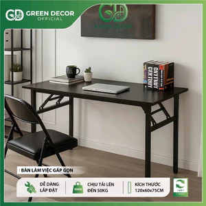 Bàn Học, Bàn Làm Việc Gấp Gọn 120x60x75cm , Mặt Bàn Gỗ MDF 17mm Kết Hợp Chân Bàn Khung Sắt Chắc Chắn