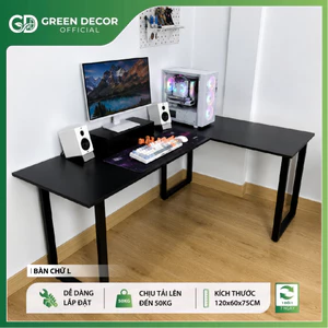 Bàn Làm Việc Chữ L Green Decor – Bàn Góc Chữ L 180x120Cm, Khung Thép Chắc Chắn, Mặt MDF Chống Trầy