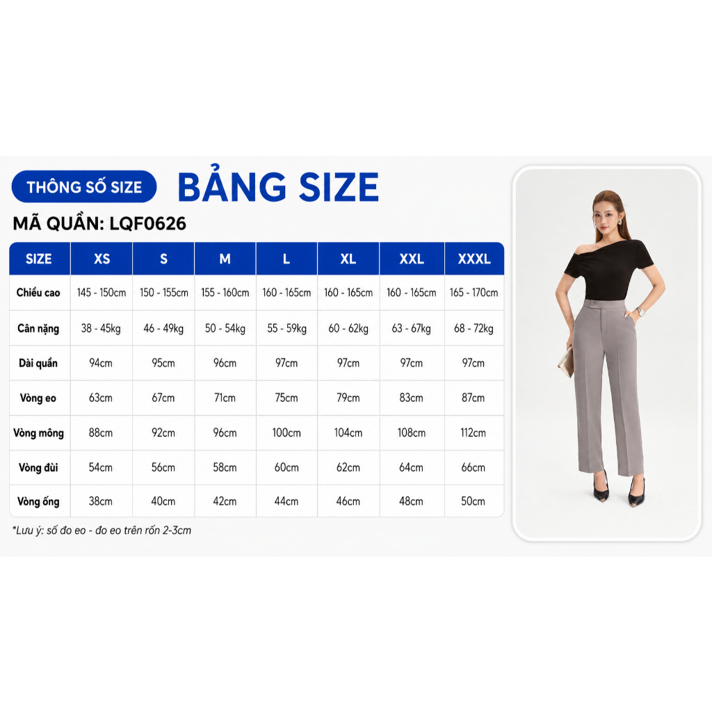Quần Ống Đứng Nữ 95cm GUMAC Quần Tây Lưng Cao Quai Dê Chất Tuyết Mưa Công Sở Cạp Cao LQF0626