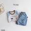 Bộ ba lỗ tanktop puppy năng động cho bé trai, bộ ba lỗ cánh rơi áo cotton phối quần bò cho bé