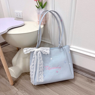 [LM2592] Túi Công Sở Túi Xách Nữ Tote Vải Mới Cdiktod Đính Nơ Ren Và Hoa Nhí Có Khoá Kéo Miệng Chống Rơi Đồ