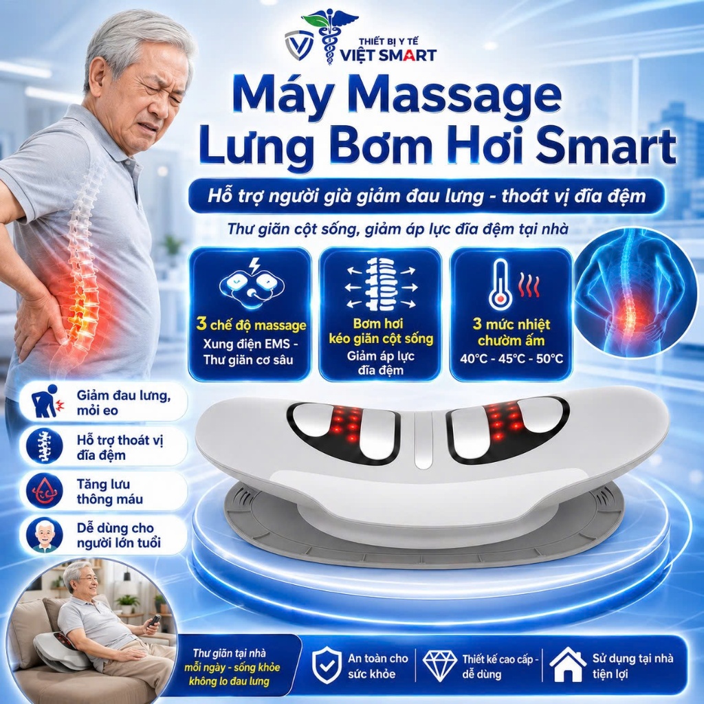 Máy Massage Lưng Và Cột Sống Xung Điện, Bơm Hơi Nén Khí Kéo Giãn Giảm Đau Lưng Thoát Vị Đĩa Đệm