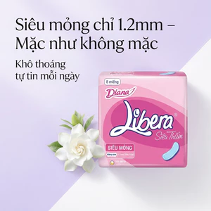 BVS LIBERA SIÊU THẤM KHÔNG CÁNH (GÓI 8 MIẾNG) – THẤM HÚT TỐI ĐA, AN TÂM TUYỆT ĐỐI