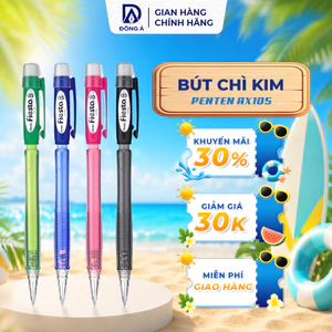Bút chì kim Pentel Fiesta AX105 ngòi 0.5mm trang bị đầu tẩy 4 màu lựa chọn