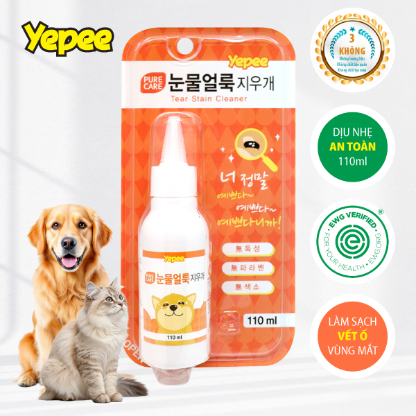 Dung Dịch Vệ Sinh Tai/Mắt YEPEE 110ml Làm Sạch, Ngừa Viêm Tai, Làm Sạch Vết Ố Mắt Cho Chó Mèo-PUPET