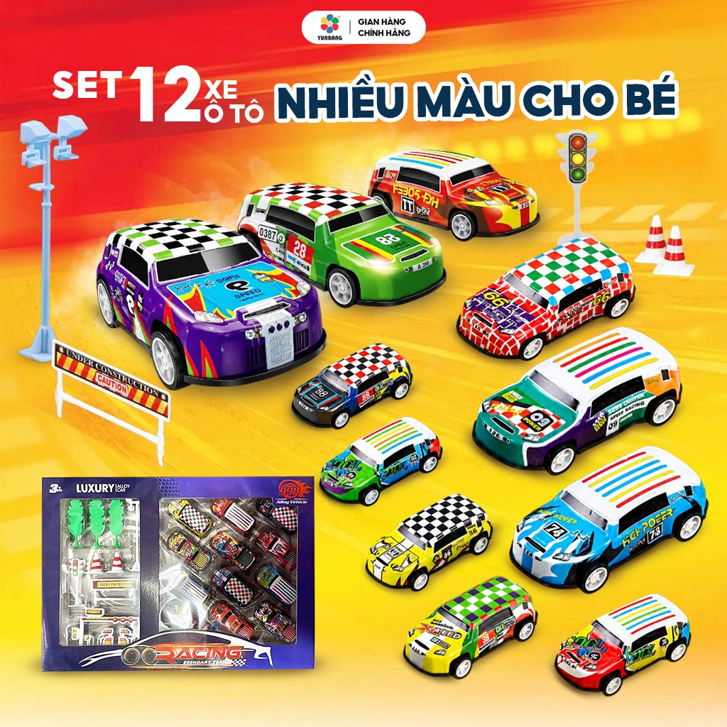 Bộ 12 Xe ÔTô Đồ Chơi Hợp Kim Cao Cấp Nhiều Mẫu Mã, Chất Liệu ABS, Màu Sắc Đa Dạng Cho Bé