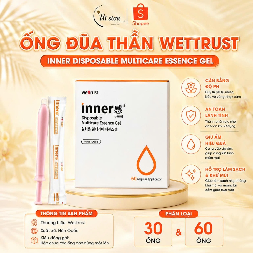 [CHE TÊN SP] Đũa Thần Inner Gel Wettrust Innergarm Disposable Multicare Essence, Gel Dưỡng Vùng Kín