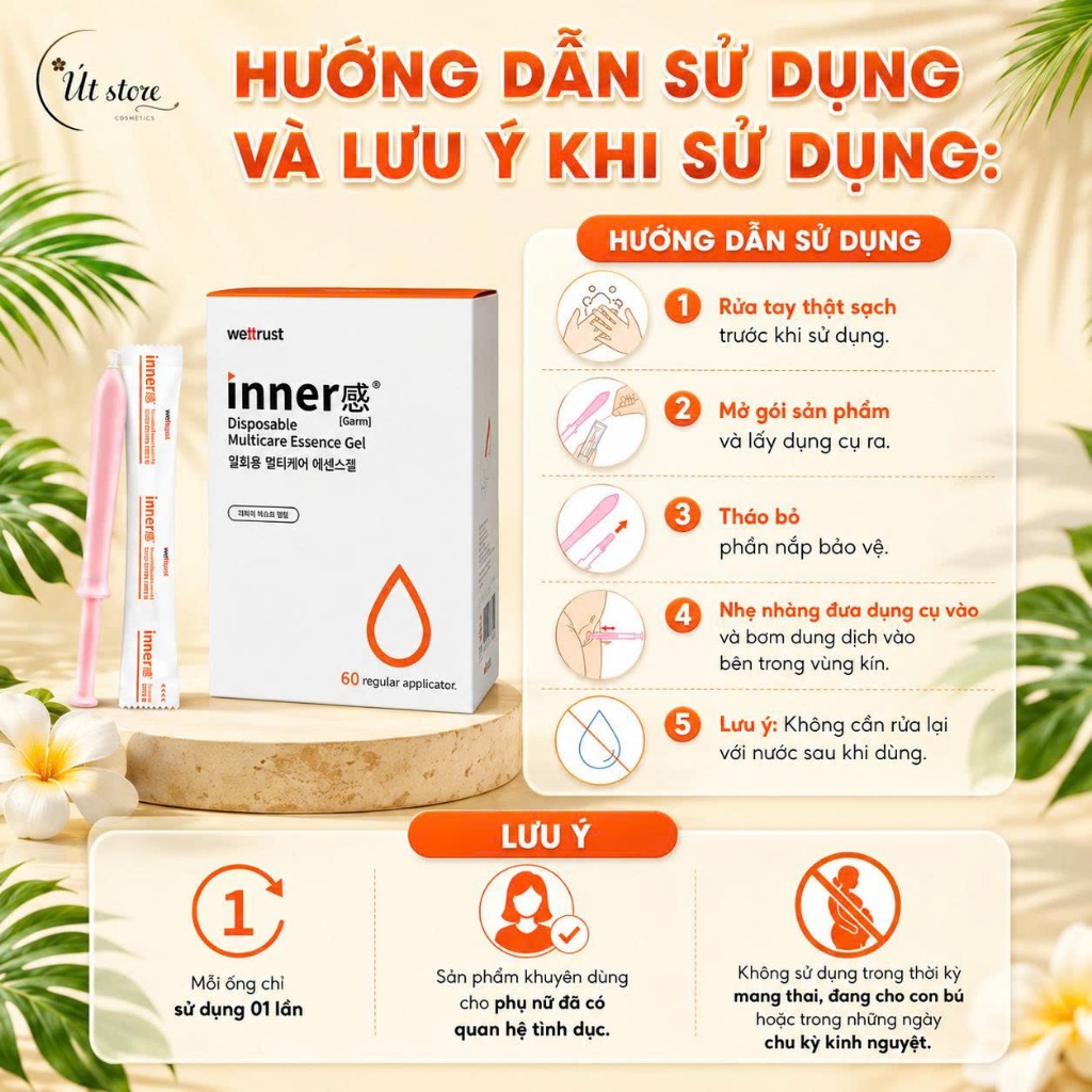 [CHE TÊN SP] Đũa Thần Inner Gel Wettrust Innergarm Disposable Multicare Essence, Gel Dưỡng Vùng Kín