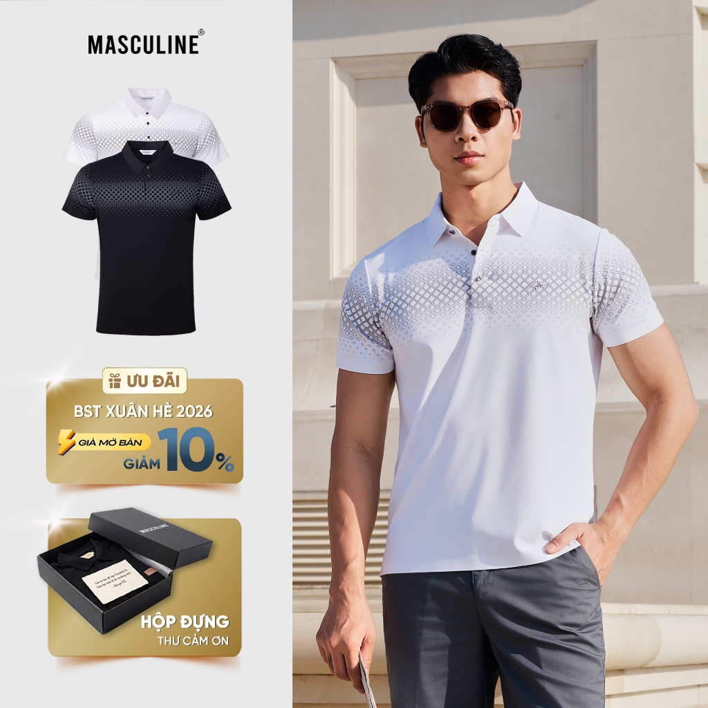 Áo polo nam MASCULINE APL603 cao cấp chất liệu Silk Nylon Spandex form Regular Fit