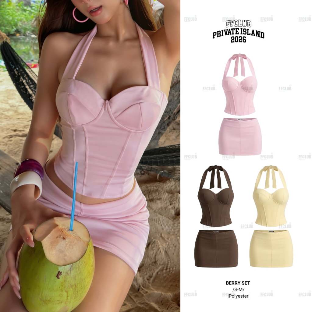 ÁO YẾM DÁNG CORSET CHIẾT EO KÈM CHÂN VÁY DÁNG ÔM BERRY