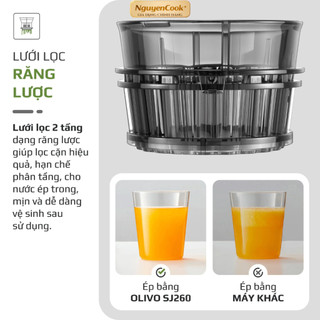 [CHÍNH HÃNG] Máy Ép Chậm OLIVO SJ260, Lưỡi Dao Kép, Khoang Tiếp Lớn, Ép Kiệt, Dễ Dàng Vệ Sinh