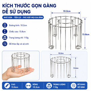 Xiên nướng thịt XN01-24 cho nồi chiên không dầu 3-6L, giá nướng dọc inox cao cấp 24 xiên BBQ