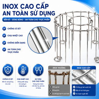 Xiên nướng thịt XN01-24 cho nồi chiên không dầu 3-6L, giá nướng dọc inox cao cấp 24 xiên BBQ