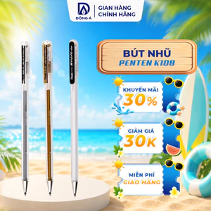 Bút nhũ mực Gel Pentel K108 màu sáng viết nhanh khô không lem nhoè ngòi 0.8mm