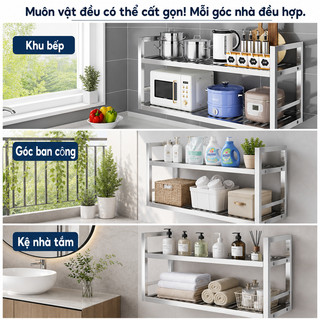 Kệ Để Đồ Nhà Bếp Treo Tường Inox 304 Dày Dặn 3 Tầng Đa Năng Tiết Kiệm Không Gian Chịu Tải Cao