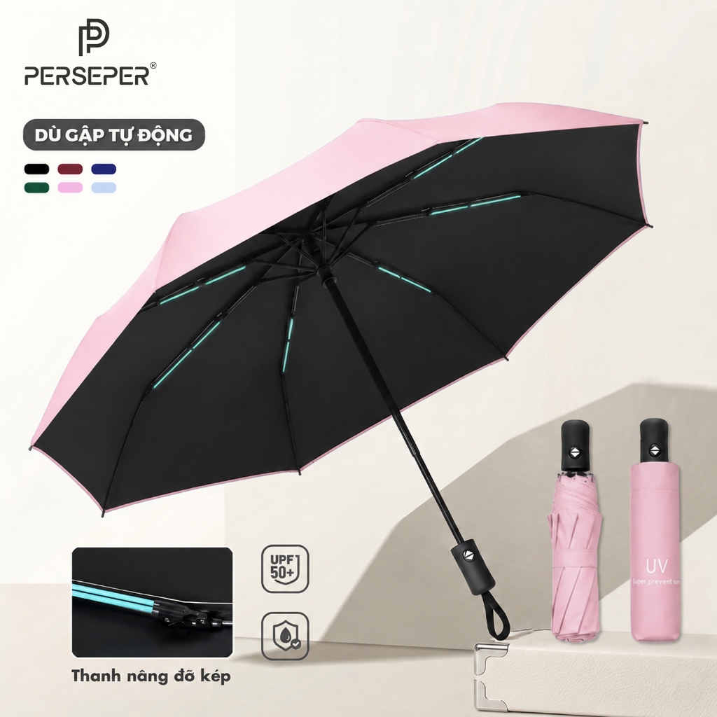[HCM] Ô Dù Đóng Mở Tự Động Perseper , Dù Gập Tự Động 16 Nan Che Mưa Che Nắng Chống Tia UV