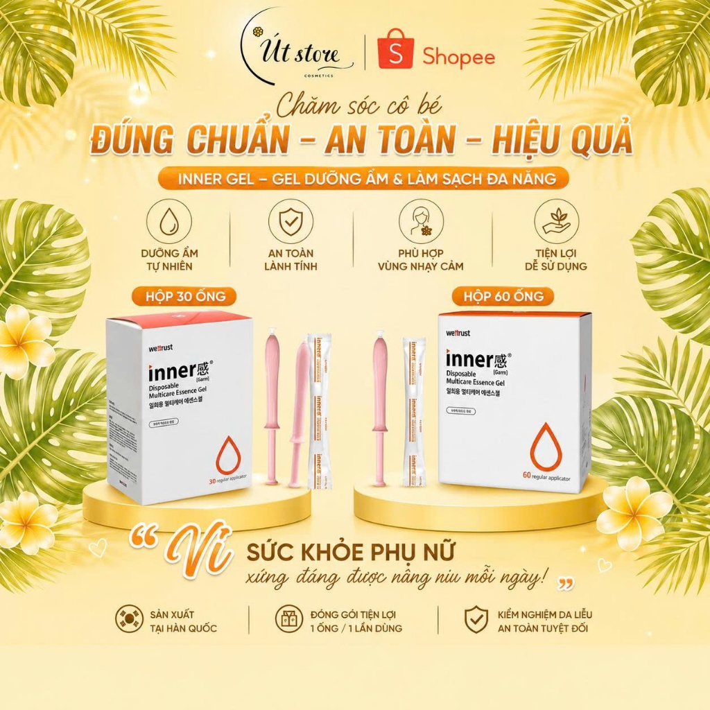 [CHE TÊN SP] Đũa Thần Inner Gel Wettrust Innergarm Disposable Multicare Essence, Gel Dưỡng Vùng Kín