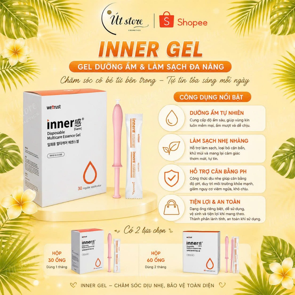 [CHE TÊN SP] Đũa Thần Inner Gel Wettrust Innergarm Disposable Multicare Essence, Gel Dưỡng Vùng Kín