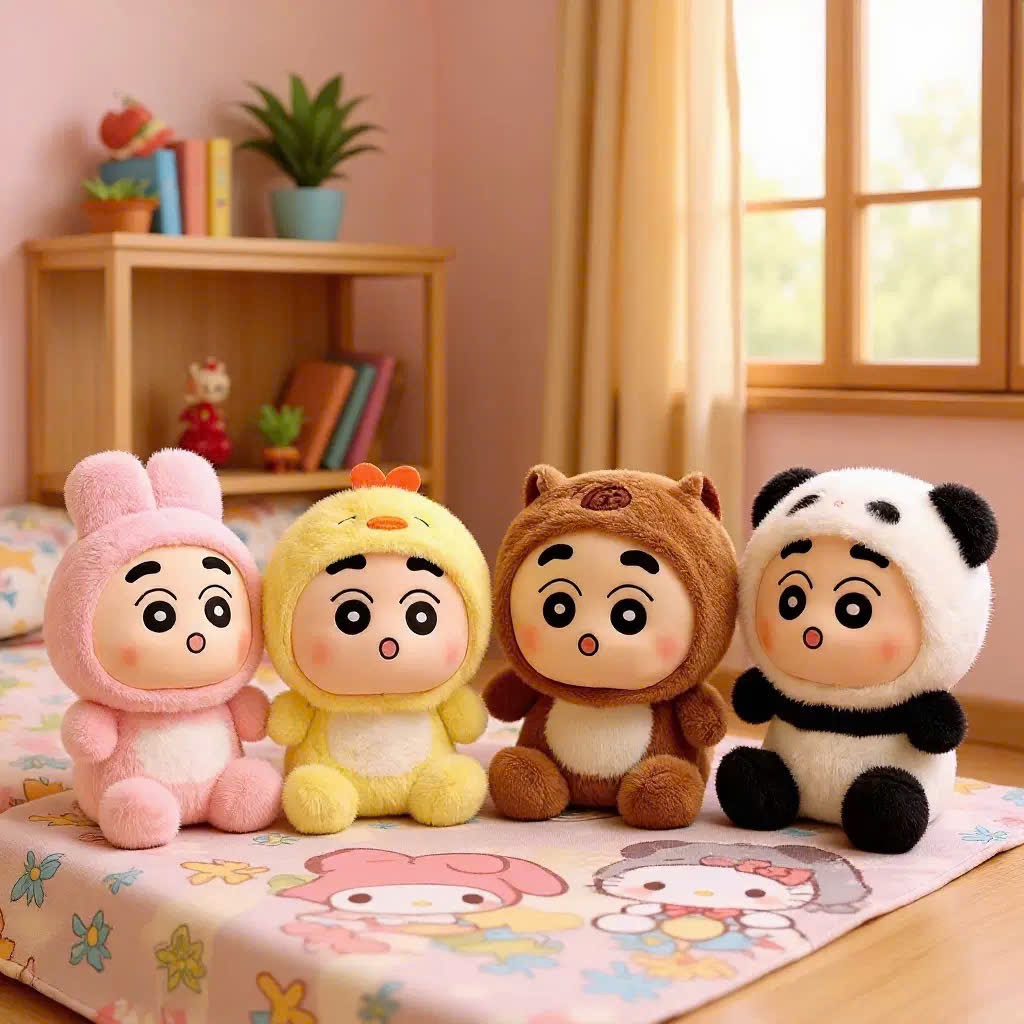 Gấu bông shin chan cosplay động vật kích thước 25Cm chất liệu lông thỏ mềm mại làm quà tặng cho bé