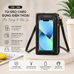 TN01 - Túi Đeo Chéo Đựng Điện Thoại Cảm Ứng Nữ Da PU Cao Cấp, Ví Cầm Tay Nhiều Ngăn Đựng Tiền Thẻ, Chống Thấm Nước