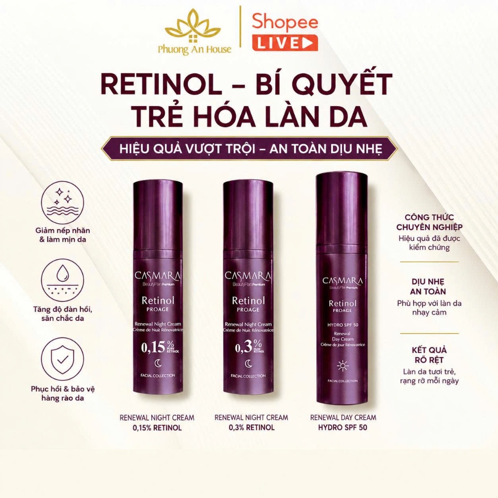 Kem dưỡng ngừa lão hóa ngày và đêm Retinol Casmara Proage Renewal