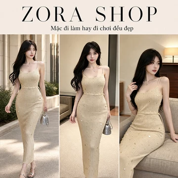 Váy Body 2 Dây Ôm Sát, Váy Len Gân Co Giãn Đính Đá, Đầm Body Sexy Quyến Rũ Big Size Cho Nàng Mũm Mĩm