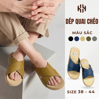 [SALE 7.7 GIẢM 30K] Dép quai chéo nam da mềm đế cao su 2 lớp chống trơn trượt, êm chân nhiều màu size 38-44