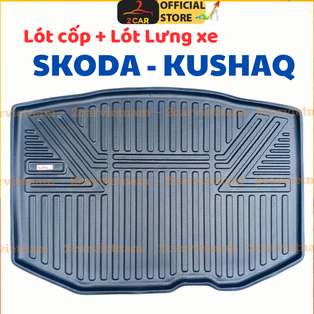 Lót cốp xe SKODA KUSHAQ nhựa dẻo siêu đẹp, siêu bền, chống thấm nước, không mùi, vừa chuẩn form xe - Skoda Kushaq