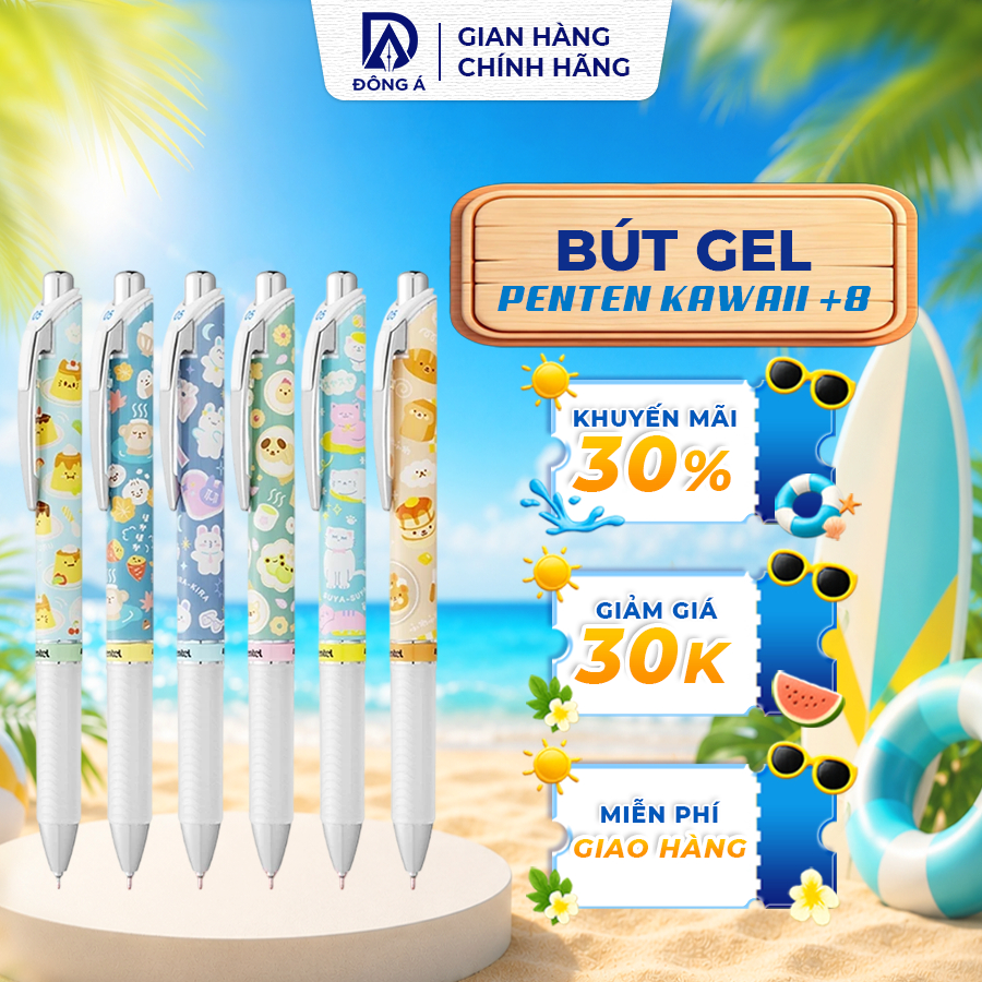 [Sản phẩm mới] Bút gel Pentel energel Kawaii+8TH viết trơn mượt ngòi 0.5mm có ruột thay thế