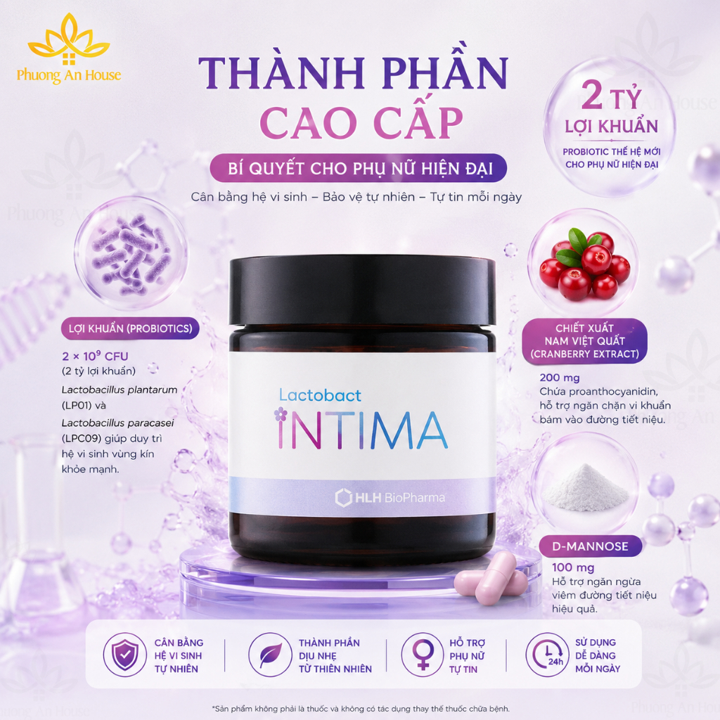 Viên uống men vi sinh phụ nữ Lactobact Intima cân bằng vi sinh tự nhiên (hàng Công ty)