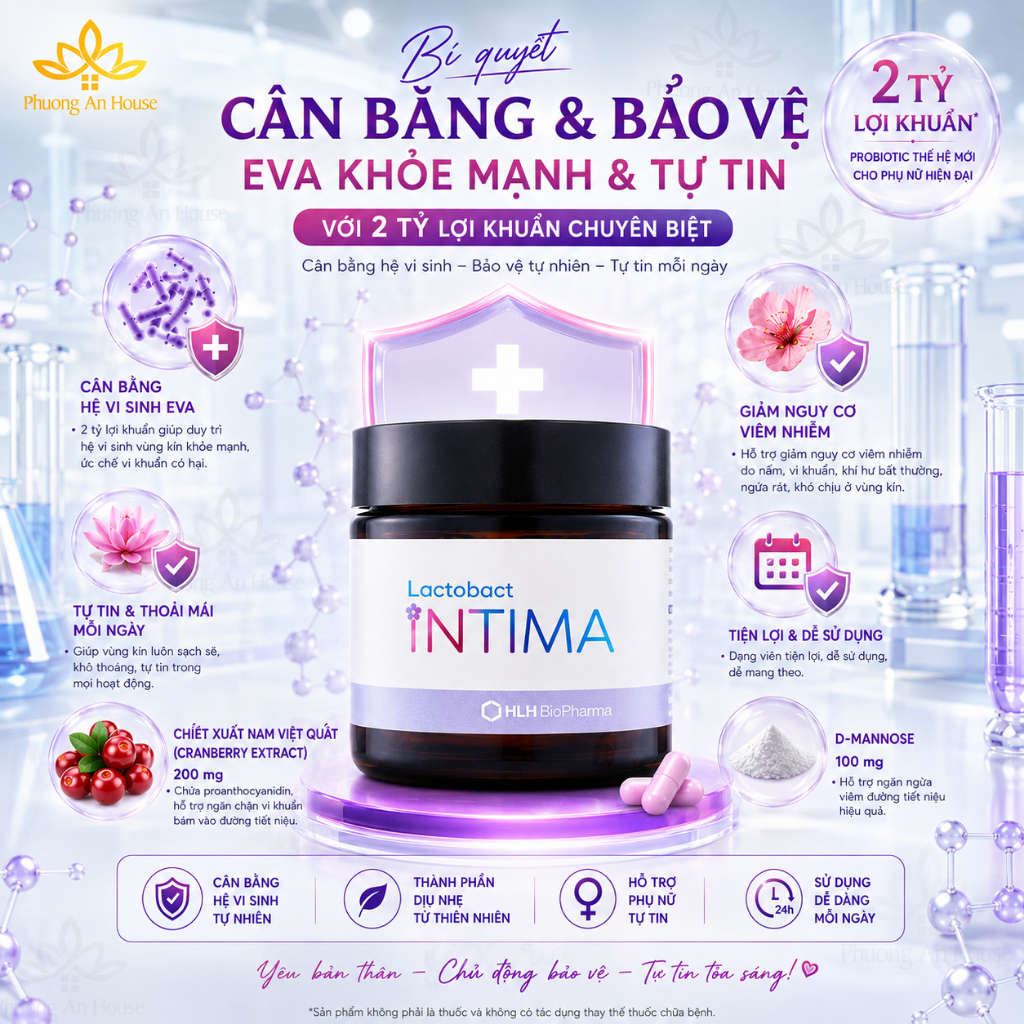 Viên uống men vi sinh phụ nữ Lactobact Intima cân bằng vi sinh tự nhiên (hàng Công ty)
