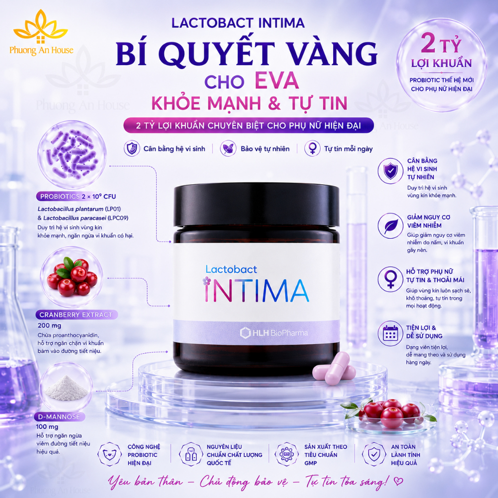 Viên uống men vi sinh phụ nữ Lactobact Intima cân bằng vi sinh tự nhiên (hàng Công ty)
