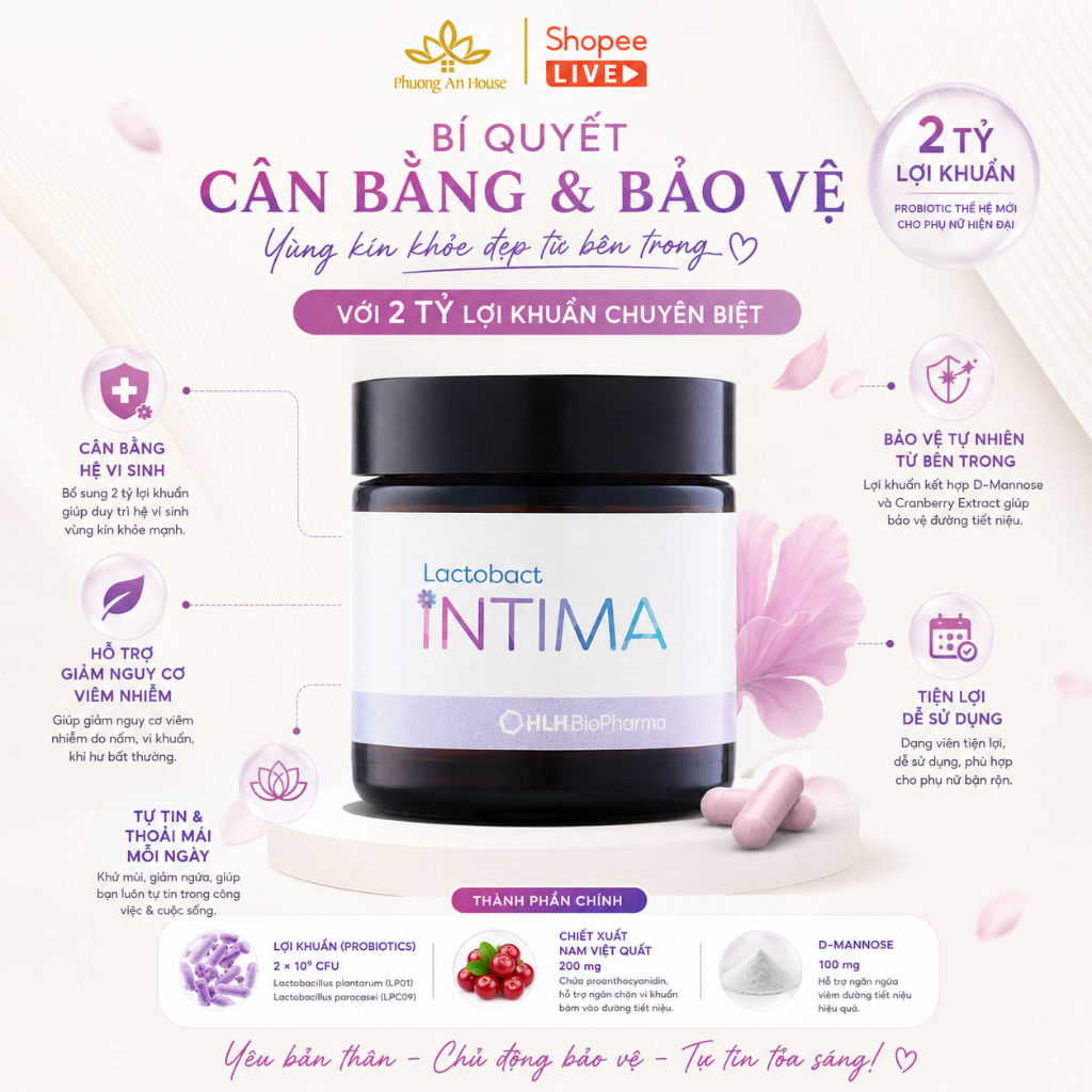 Viên uống men vi sinh phụ nữ Lactobact Intima cân bằng vi sinh tự nhiên (hàng Công ty)