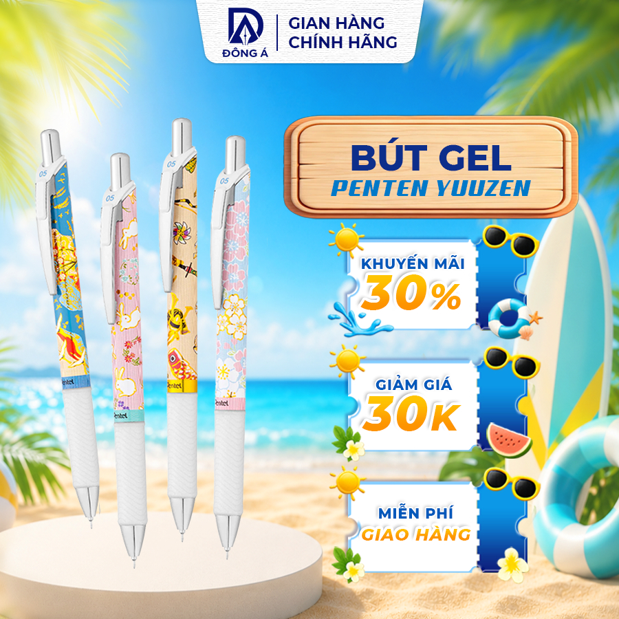 Bút gel Pentel Energel Yuzen 0.5mm bút viết cao cấp dành cho học sinh thiết kế hoa văn Nhật tinh tế