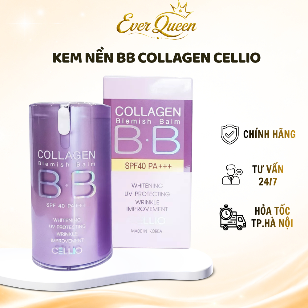 [TONE 21] Kem nền trang điểm chống nắng BB Cream Collagen CELLIO - Ever Queen