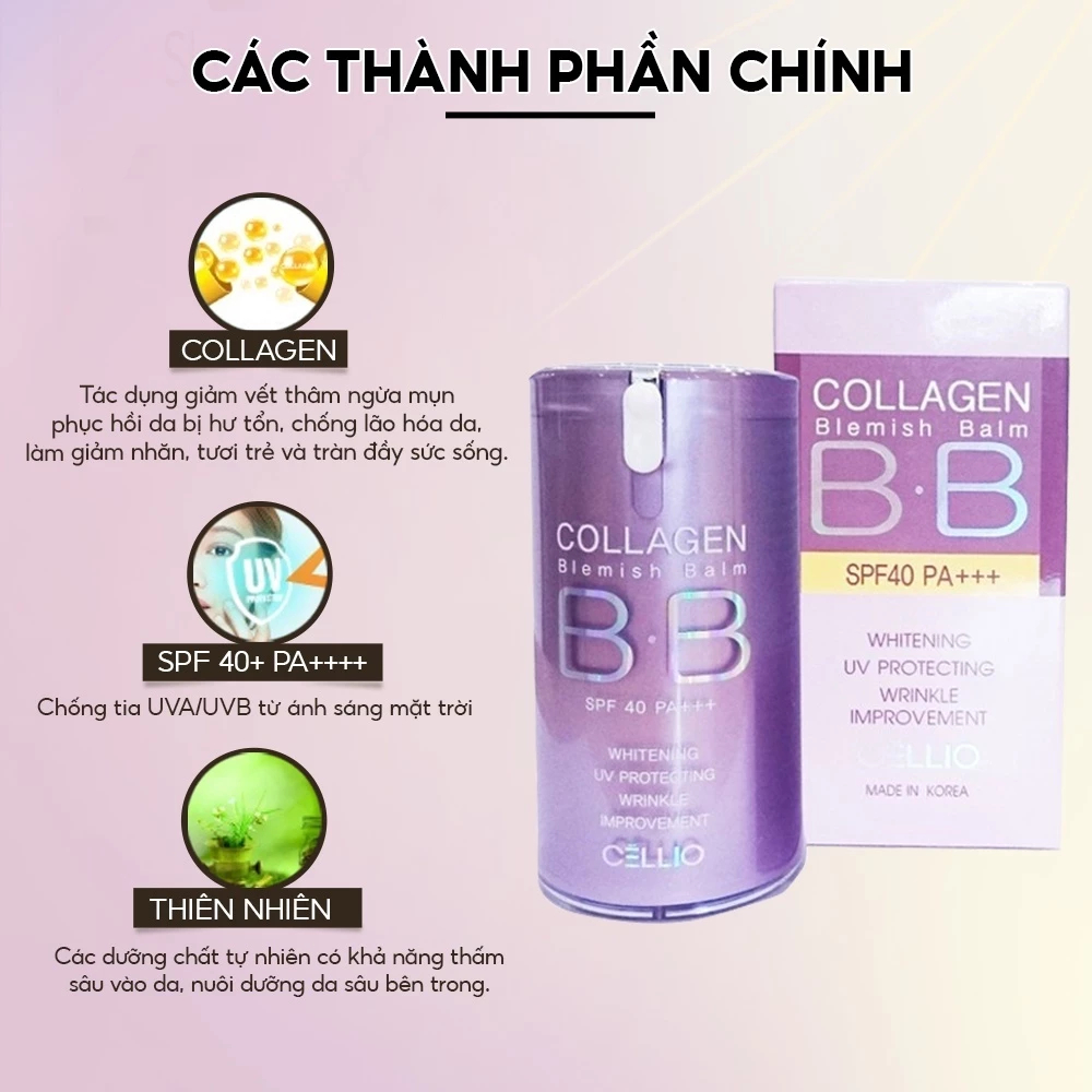 [TONE 21] Kem nền trang điểm chống nắng BB Cream Collagen CELLIO - Ever Queen